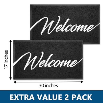 Door Mat 2 Pack Outside Inside Welcome Doormat 30"x17.5" Durable Floor Mat Non Slip Rug Ultra Absorb Mud Easy Clean Front Doormat for Garage (2'6" x 1'6" / 2pack Welcome)