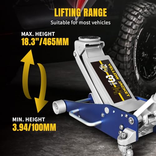 Floor Jack 3 Ton Hydraulic Low Profile Aluminum and Steel Racing Car Jack with Fast Lifting Dual Pump for SUV (Blue / 3T low profile dual pump)
