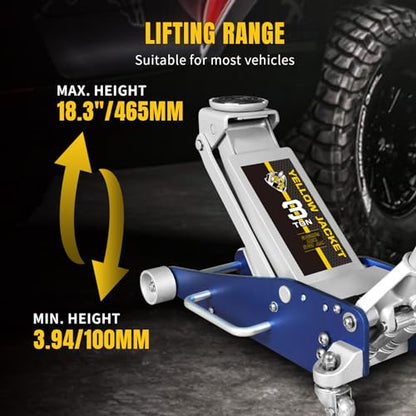 Floor Jack 3 Ton Hydraulic Low Profile Aluminum and Steel Racing Car Jack with Fast Lifting Dual Pump for SUV (Blue / 3T low profile dual pump)