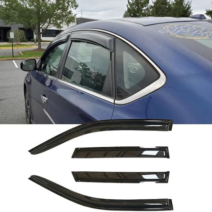 Window Visors Dark Smoke Rain Guards for 2013 (2013-2019 Sentra)