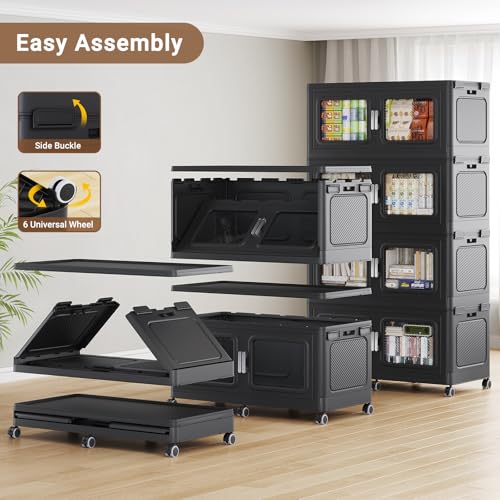 660 Qt Extra Large Stackable Storage Bin with Lids (Black / 220QT-3pack)