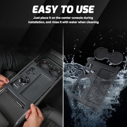 for 2022 2023 2024 2025 Ford Fusion Car Gear Shift Panel Trim Cover Silicone Center Console Waterproof Coaster Black Wireless Charging Protective Pad Automotive Interior Accessories (for Ford Fusion 2022 2023 2024 2025)