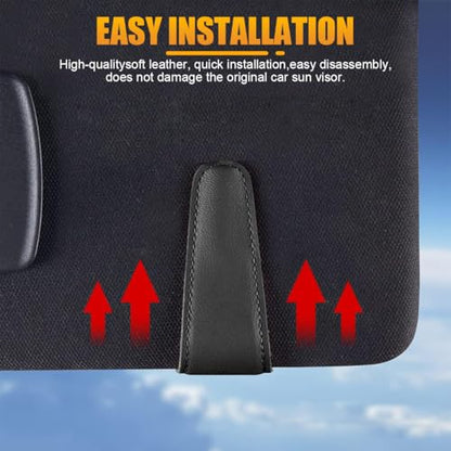 2PCS Sunglasses Holders for Car Sun Visor (2 Pack / Blue/Leather)