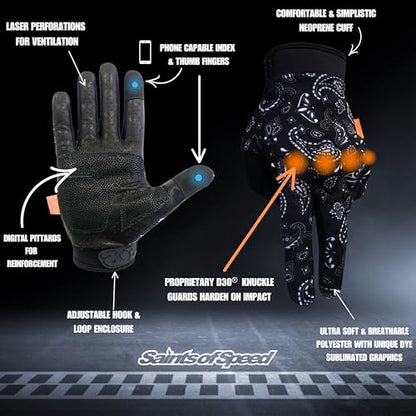 Motorcycle Gloves with Knuckle Protection (X-Large)