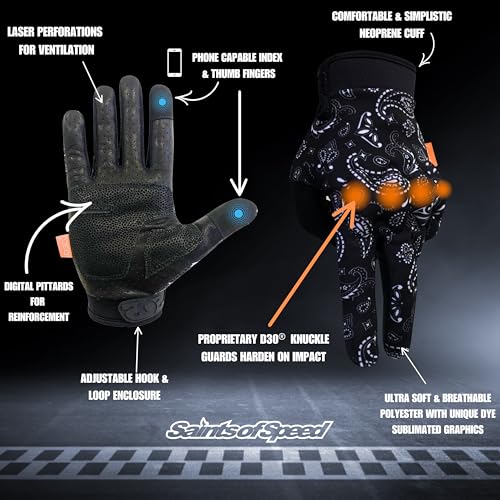 Motorcycle Gloves with Knuckle Protection (X-Large)