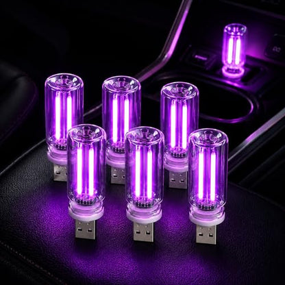 6 Pack USB Car Night Light (Purple)