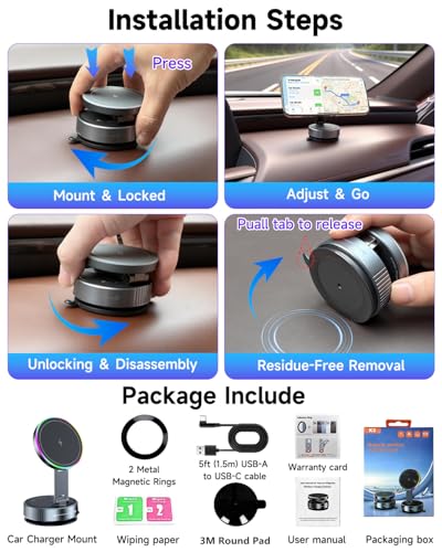 for Magsafe Car Mount Charger 15W Fast Charging Wireless Car Charger Holder