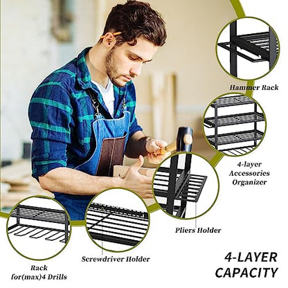 Power Tool Organizer (4-Drill 1 Pack / Black-1Pack)