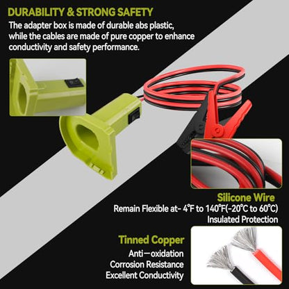 Jumper Cables Adapter Compatible with Ryobi 18V Battery