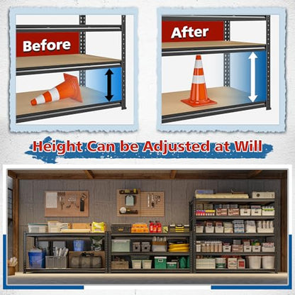 55" W Heavy Duty Garage Shelving (55" W × 24" D × 72" H)