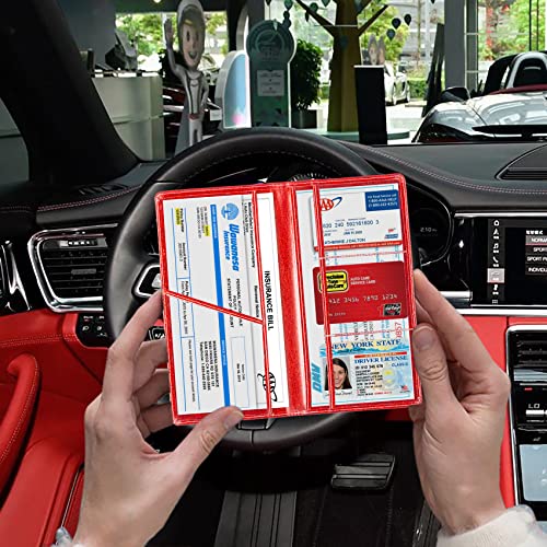 Car Registration & Insurance Card Holder (Glitter Red)