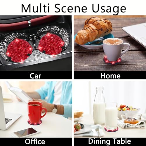 4pcs Bling Car Cup Holder Coaster (Red / 4pcs)