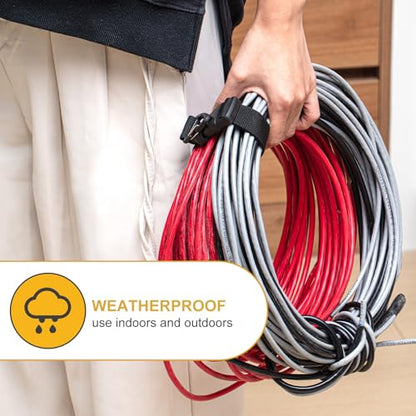 6 Pack Adjustable Extension Cord Holder Straps (Black)