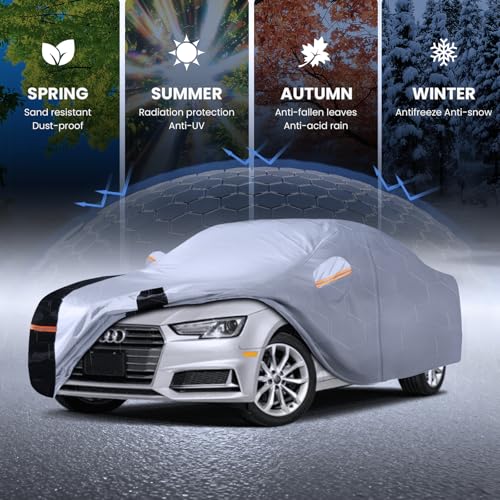 Multi Layer Car Cover Custom Fit for Audi A4 (W.Custom Fit Audi A4 / White Car Cover)