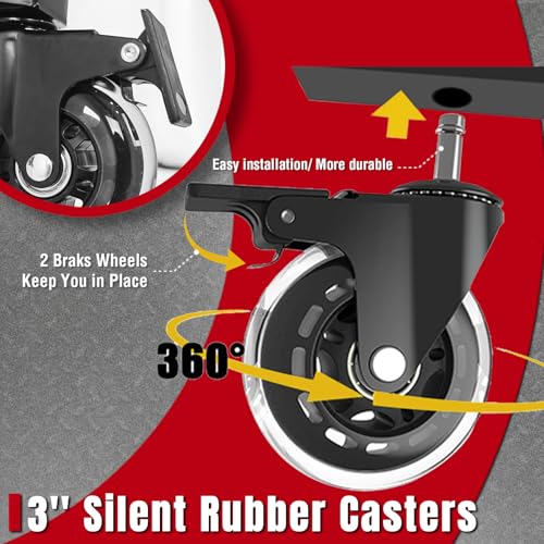 Rolling Shop Stool with Wheels (Red)