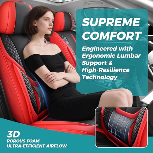 Universal Car Seat Covers for SUVs Sedans Trucks Redblack (Red / Full-Set)