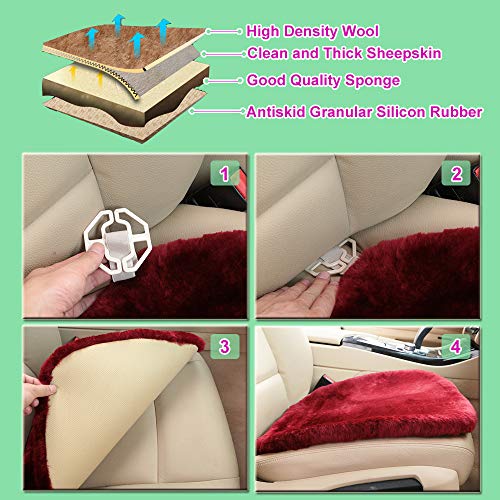 Genuine Sheepskin Car Rear Seat Cover for Fuzzy Fur Wool Cushion (Graphite)