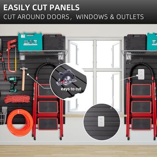 Slat Wall Paneling Garage Wall Organizer (Black / 4x4ft)