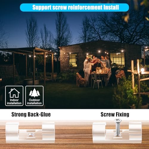 50pcs Medium Self Adhesive Cable Clips Clear (Medium / Clear)