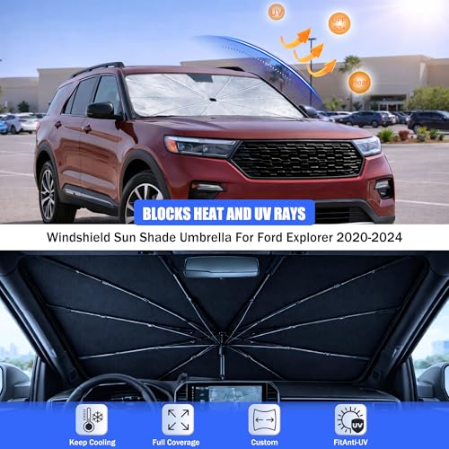 Car Windshield Sun Shade Umbrella for Ford Explorer 2020 (For Ford Explorer 2020-2026)