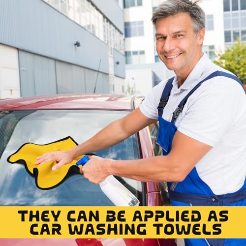 50 Pcs 16"x16" Yellow Microfiber Towels for Cars Drying Polishing (Yellow)