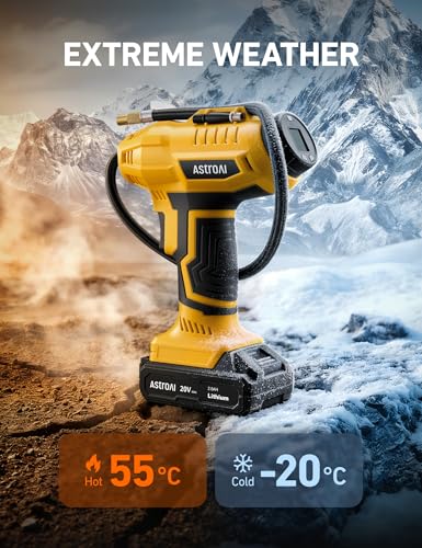 Cordless Tire Inflator Portable Air Compressor 160PSI 12VDC Battery (Yellow)