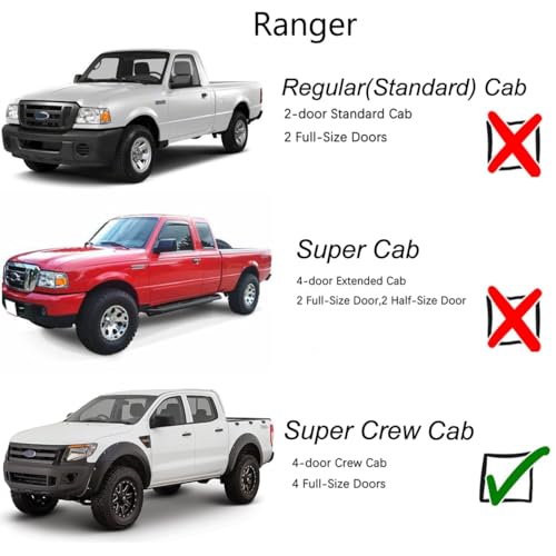 Window Visors for 19 (2019-2025 Ford Ranger SuperCrew Cab(Dark Smoke))