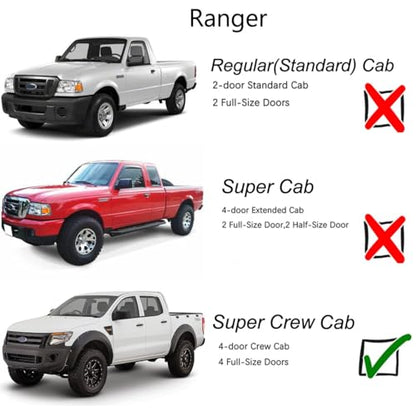 Window Visors for 19 (2019-2025 Ford Ranger SuperCrew Cab(Dark Smoke))