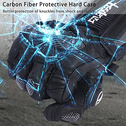 Unisex Leather Motorcycle Touch Gloves KM045 Black M (Medium / Black)