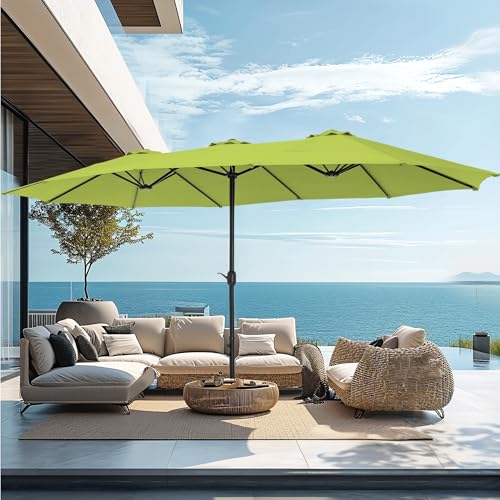 15ft Large Outdoor Patio Umbrella with Base Included (Lime Green)