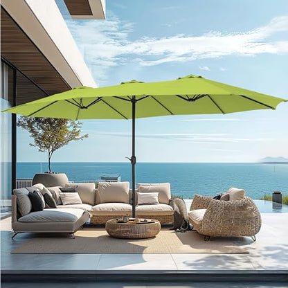 15ft Large Outdoor Patio Umbrella with Base Included (Lime Green)