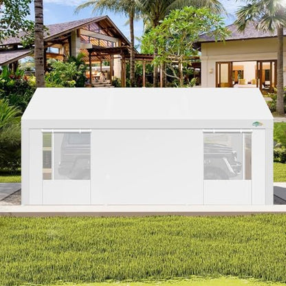 Carport 10x20ft Heavy Duty Portable Garage (White0605 / 10x20FT (+4 Walls))