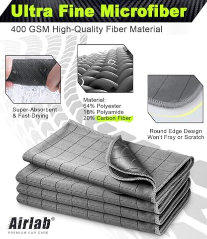 Carbon Microfiber Towels for Car Glass Window Polishing (Grey)