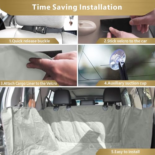SUV Cargo Liner for Dogs (Grey / Large Extended (With Flaps) 93")