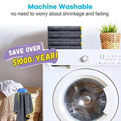 Glass Polishing Streak Free Miracle Cleaning Cloth (Grey-yellow Blue)