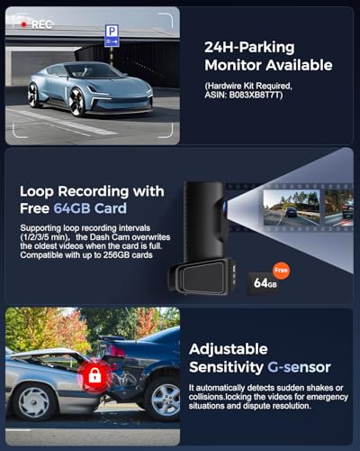 K600 4k Dash Cam Front and Rear (Black or Gray or Silver)