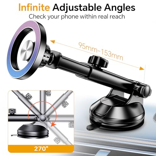 for MagSafe Car Mount【Windshield+Vent+Dash】Magnetic Phone Holder for Car Phone Holder Mount Cell Phone Holders for Your Car Accessories Suction Phone Mount for Car Truck Stand for iPhone 17 16 (Multi-color)