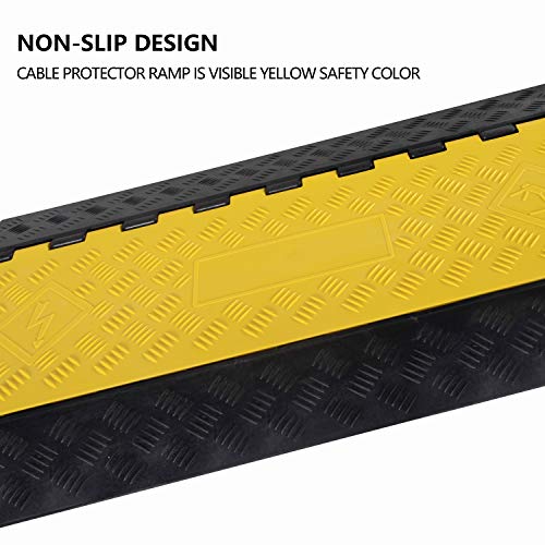 1 Pack Rubber Cable Ramp Hose Cable Protector Ramp 4 Channel 22000Lbs Load Capacity Traffic Speed Bump Wires Power Lines Extension Cord Cover for Indoor Outdoor (22000lbs-4channel-1pack)