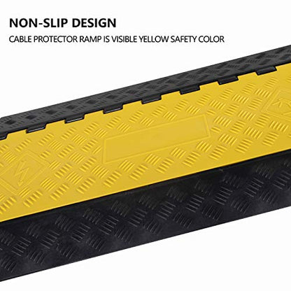 1 Pack Rubber Cable Ramp Hose Cable Protector Ramp 4 Channel 22000Lbs Load Capacity Traffic Speed Bump Wires Power Lines Extension Cord Cover for Indoor Outdoor (22000lbs-4channel-1pack)