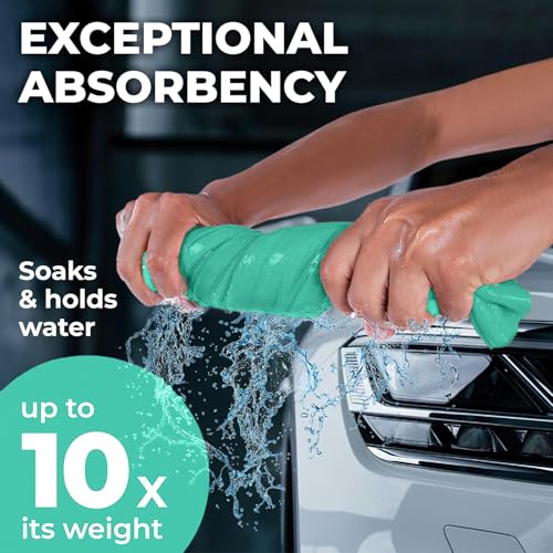 XL Shammy Towel for Car (Mint and Blue / 2 Pack (25” x 34”))