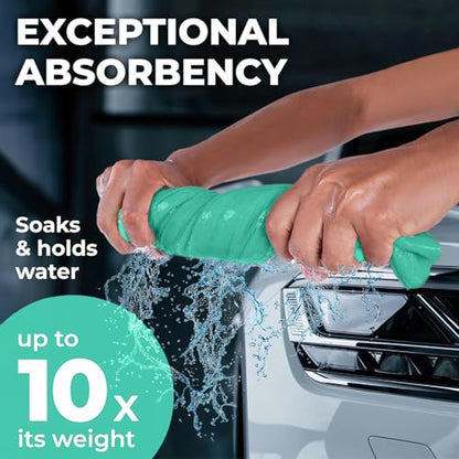 XL Shammy Towel for Car (Mint and Blue / 2 Pack (25” x 34”))