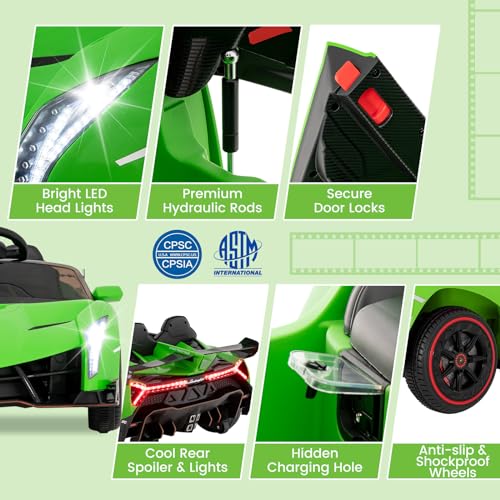 Ride on Car Lamborghini Licensed 12V Battery Powered 4WD Sports Car with Remote Control (Green)