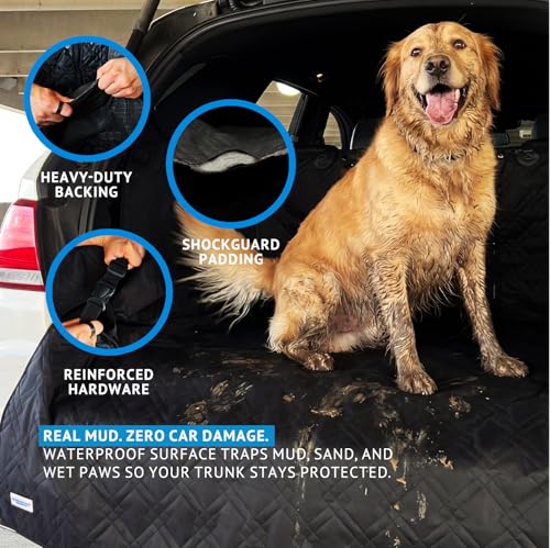 Bulldogology SUV Cargo Liner for Dogs 55"x82" Heavy Duty Complete Pet Trunk Cargo Cover Area (Mesh Black / Large)