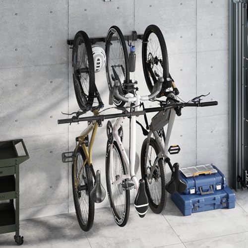Enhanced Bike Storage Rack (3 Bike Racks & 2 Helmet Hooks)