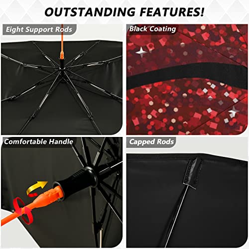 Woman Red Lips Glitter Windshield Sun Shade Umbrella Foldable Car Front Window Sunshade Blocks UV Rays Heat Keep Vehicle Cool (multi 29)