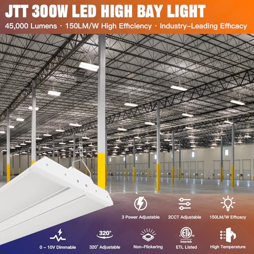 300/240/200W LED Linear High Bay Light 45000LM 5000K 120-277V, 4-Pack