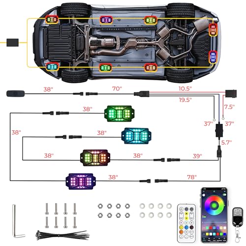 4 Pods 84 LEDs 5 Sides RGB Rock Lights for Trucks (4 pods)