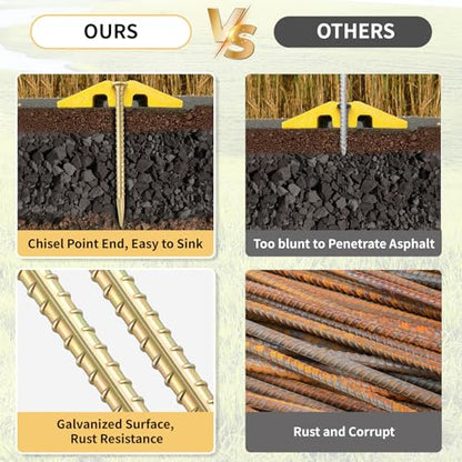 16 Inch Rebar Stakes (16"x1/2"-20pcs / T Shape-Yellow)