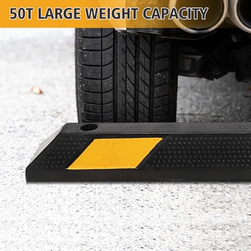 Heavy Duty Rubber Parking Curb1 with 8 Reflective Strips