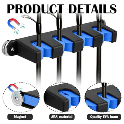 2 Pcs Magnetic Fishing Rod Holder for Car Fishing Pole Rack Vertical Rod Storage Holders for Truck Bed Boat Wall Garage Door (Blue / 4 Rods)